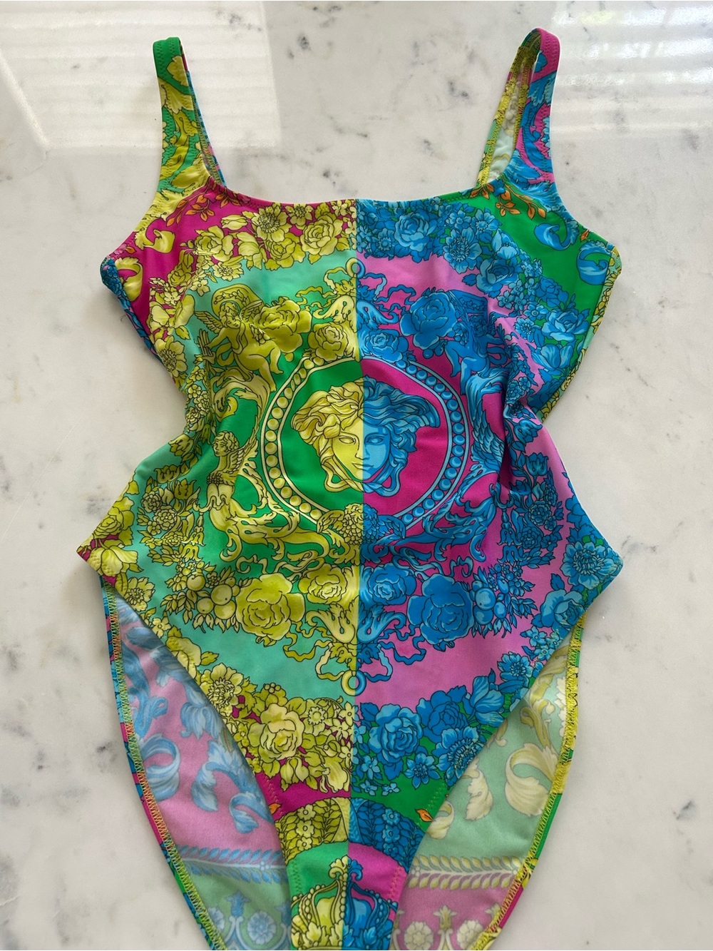 Versace Multicolor Medusa Floral One-Piece Swimsuit